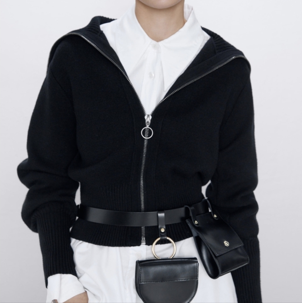 Zara Black Zip-Up Sweater